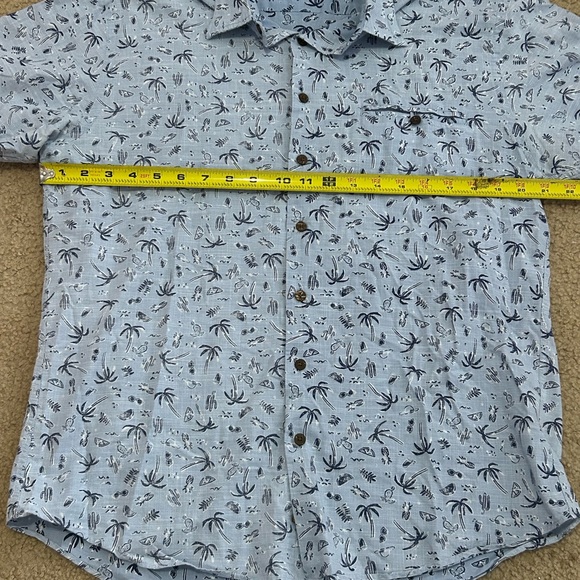 RODD & GUNN Shirt Mens Large Sport Fit Blue Tropical Print Italy Woven Button Up - Picture 6 of 8